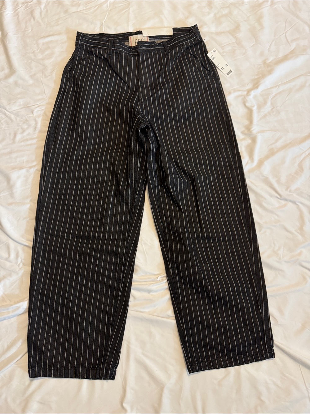BDG Black Pinstripe Wide-Leg Pants